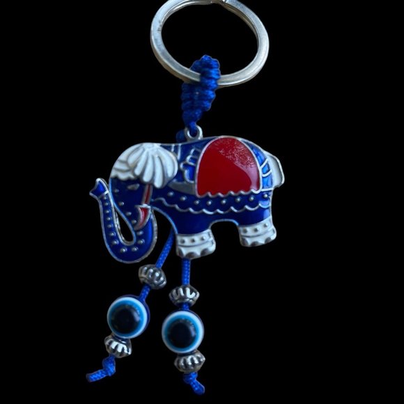 Stainless Steel Keychain Evil Eye Elephant Keychain Turkish Eye Small Gifts - Picture 4 of 4